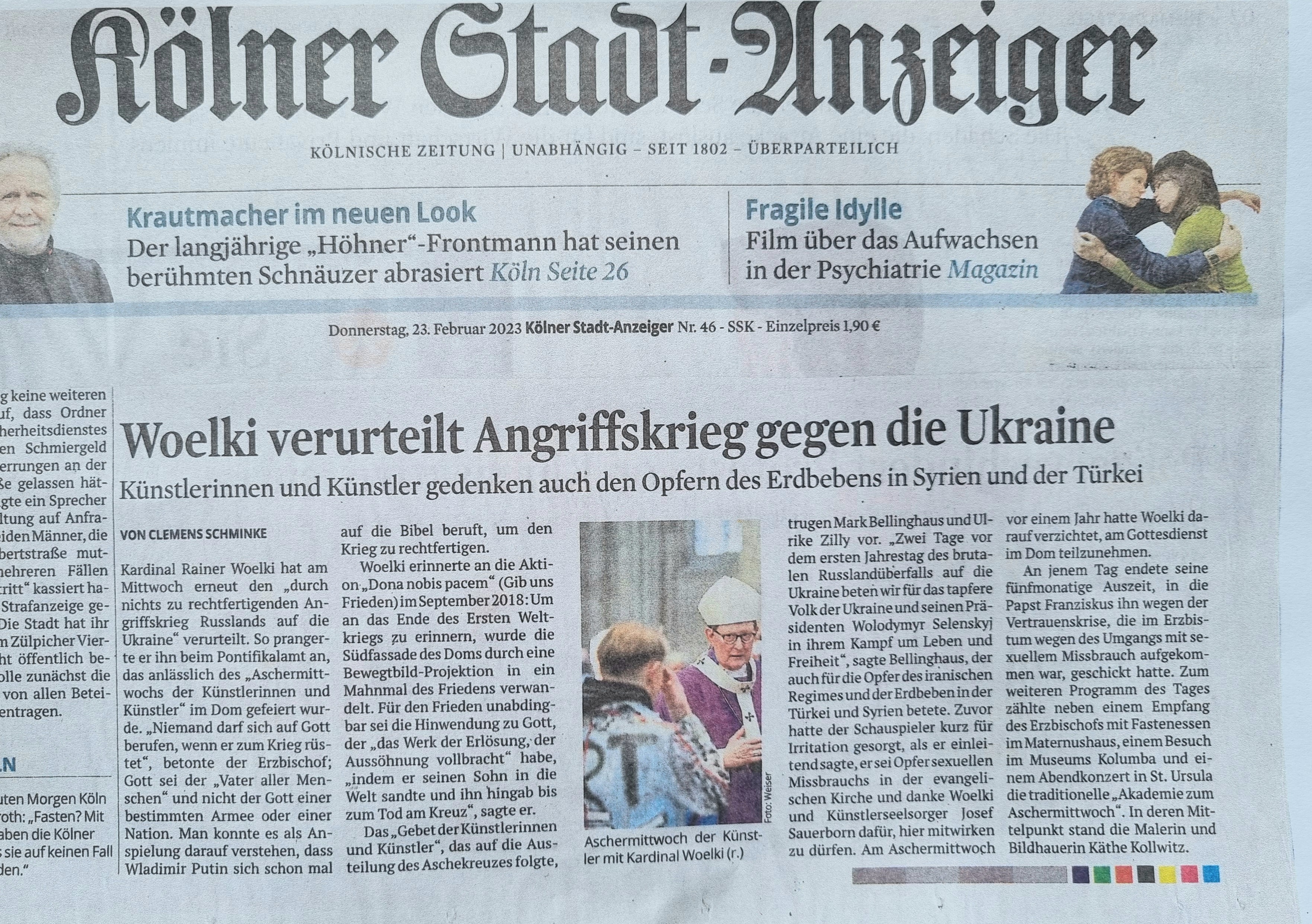 Kölner Stadt Anzeiger Mark Bellinghaus Opfer schweren sexuellen Missbrauchs der evangelischen Kirche Deutschlands Zeitungsartikel