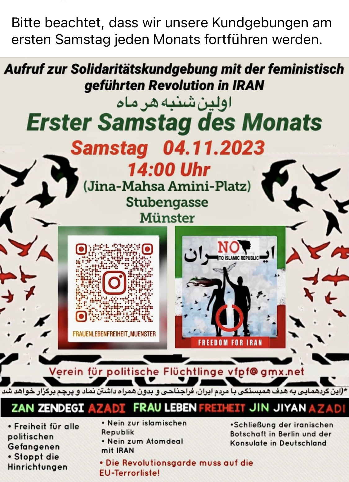 Solidarität mit der Frauenrevolution im Iran 