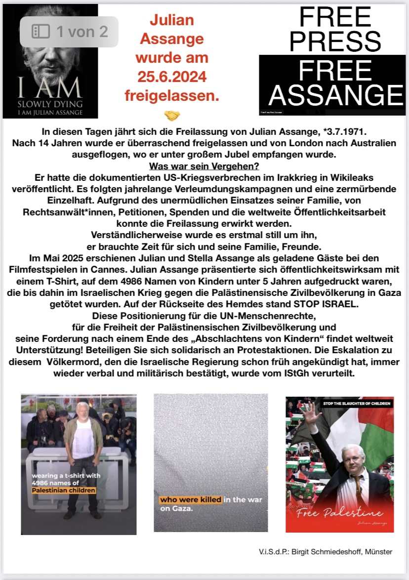 Julian Assange free palestine 