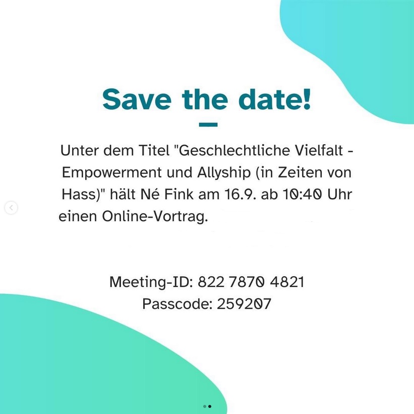 Save the date! Zoom Daten.