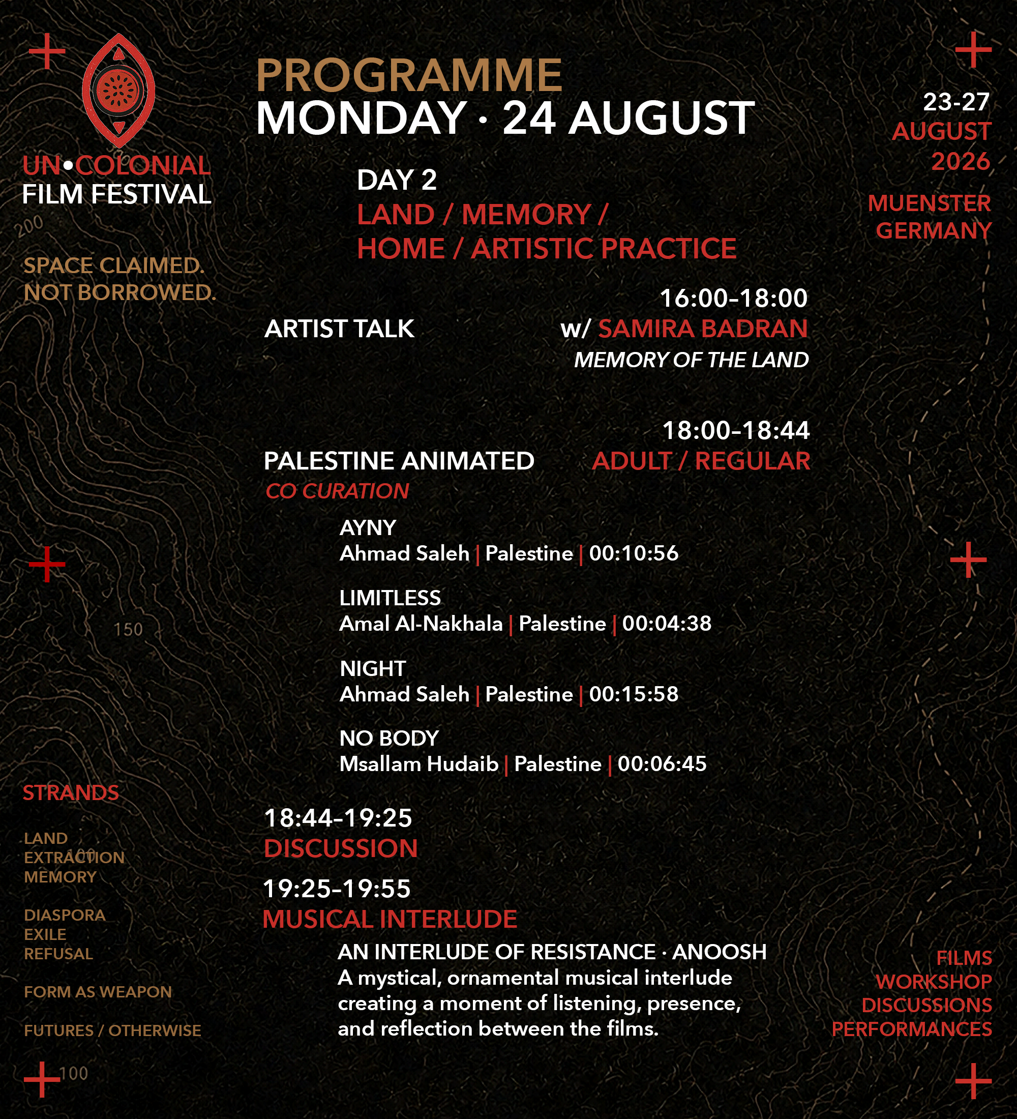 Festival schedule Day 2 -3