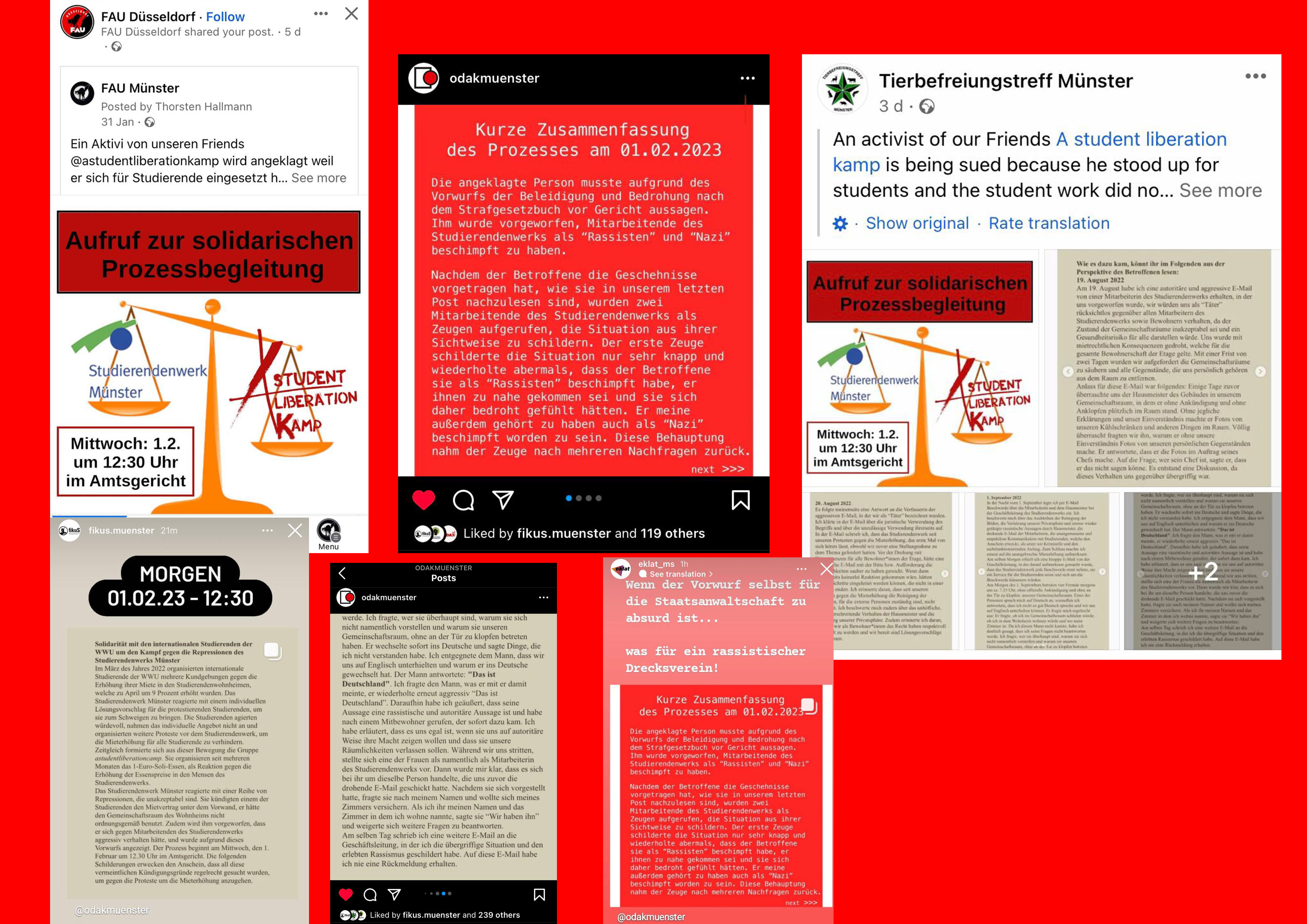 Social media posts of different political groups about the public hearing of 1st February 2023.