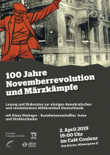 Plakat zur Veranstaltung: 100 Jahre Novemberrevolution und Märzkämpfe