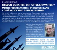 Online Vortrag: Frieden schaffen mit Offensivwaffen? Mittelstreckenwaffen in Deutschland – gefährlich und destabilisierend!