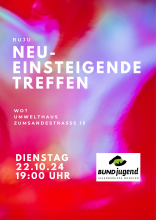 Buju Neueinsteigendetreffen Wo? Umwelthaus, Zumsandestraße 15, Dienstag 22.10.2024, 19:00 Uhr