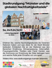 Flyer Stadtrundgang zu den Weltnachhaltigkeitszielen mit Gebärdendolmetschenden