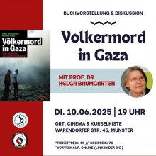 Völkermord in Gaza. Buchvorstellung und Diskussion mit Prof. Dr. Helga Baumgarten