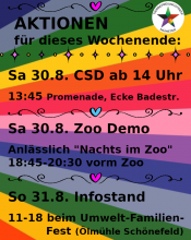 pride stripes poster, werbung für tierbefreiungs-demos in münster 2025