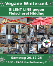 vegane Aktion gegen fleischerei hidding - Viele Menschen mit Schildern mit Bildern aus der Tierhaltung in der Innenstadt