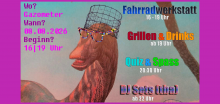 Bild von Dino mit lustigem Hut und Brille
