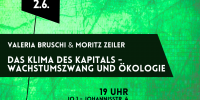 Veranstaltungsinfos auf grünem Hintergrund. Schwarze Elemente
