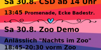 pride stripes poster, werbung für tierbefreiungs-demos in münster 2025