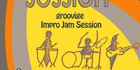 Quadratischer Flyer zur One Groove Session. Obere Hälfte: der Titel One Groove Session, mittig eine Charakterisierung groovige Impro-Jam-Session und ein Bild von drei Strichmännchen, die Trommeln, Schlagzeug und Bass spielen. Unten links: Herzlogo des B-Side-Kultur e.V. Rechts unten steht die Anmerkung Bass, Gitarre, Drum vorhanden, andere Instrumente mitbringen. Eintritt frei, um Spenden wird gebeten. Ganz unten wird auf die Website afrosession.de und FB und Insta hingewiesen