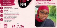 Flyer zu FGM/C Vortrag über weibliche Genitalverstümmelung/-beschneidung, von Khadra Ali Mohamed