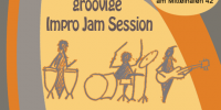Flyer zum Event Obere Hälfte: der Titel One Groove Session, mittig darunter eine Charakterisierung groovige Impro Jam Session, rechts davon Zeit & Ort 16. Juli 19 Uhr am Mittelhafen 42, mittig unter diesen Infos ein Bild von drei Strichfiguren, die Trommeln, Schlagzeug und Bass spielen. Unten links: Eine Kooperation mit und das Herzlogo des B-Side-Kultur e.V. Rechts unten steht die Anmerkung Amps Drums Keyboard vorhanden, andere Instrumente mitbringen. Eintritt frei um Spenden wird gebeten